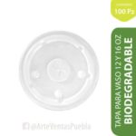 Tapa para Vaso Plana Transparente Ecotainer® 12 y 16 Oz Cj 10 / Paq 100 Pz