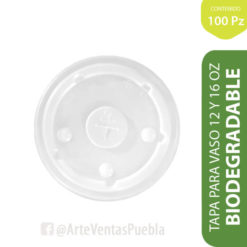 Tapa para Vaso Plana Transparente Ecotainer® 12 y 16 Oz Cj 10 / Paq 100 Pz